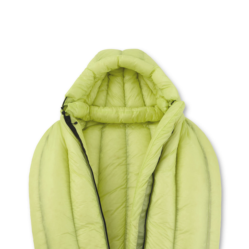 ROCK FRONT 1000 3D Ultralight, warm down sleeping bag, velcro collar