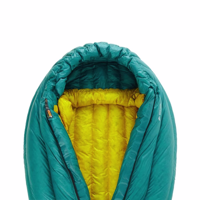 Down sleeping bag ROCK FRONT 800 3D turquoise-mustard - photo