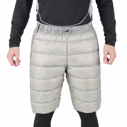 ROCK FRONT Down Shorts for backpacking and skiing grey