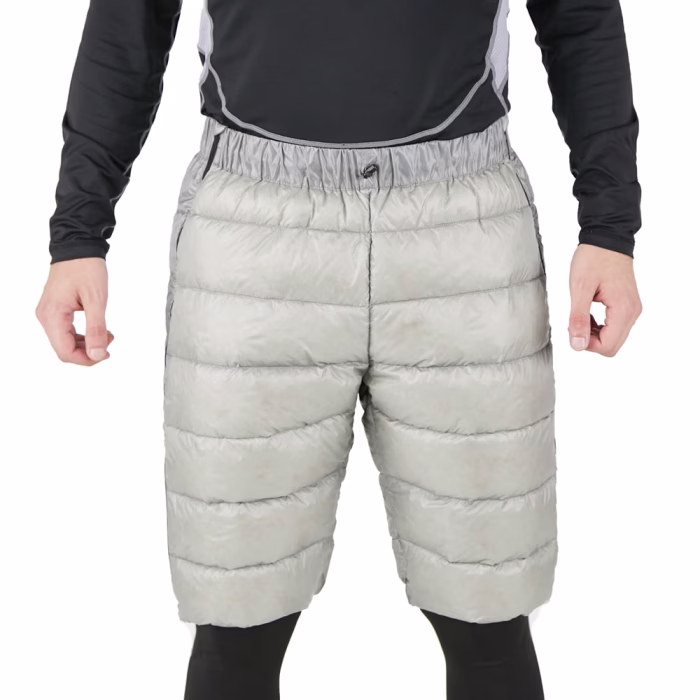 ROCK FRONT Down Shorts for backpacking and skiing grey